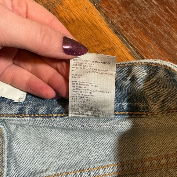 H&M High Rise Straight Leg Jeans Blue Wash 100% Cotton Size 10 - Picture 5 of 9